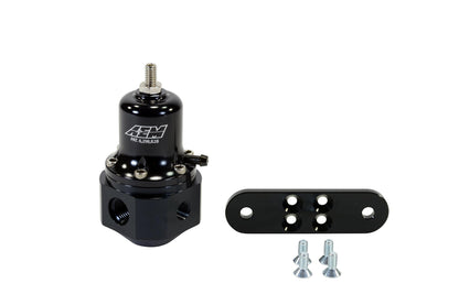 Hi-Cap Universal Adjustable Fuel Pressure Regulator Inlet 2 x -6AN (9/16-18) Outlet -6AN Gauge Port 1/8 Inch NPT Black AEM Electronics-4