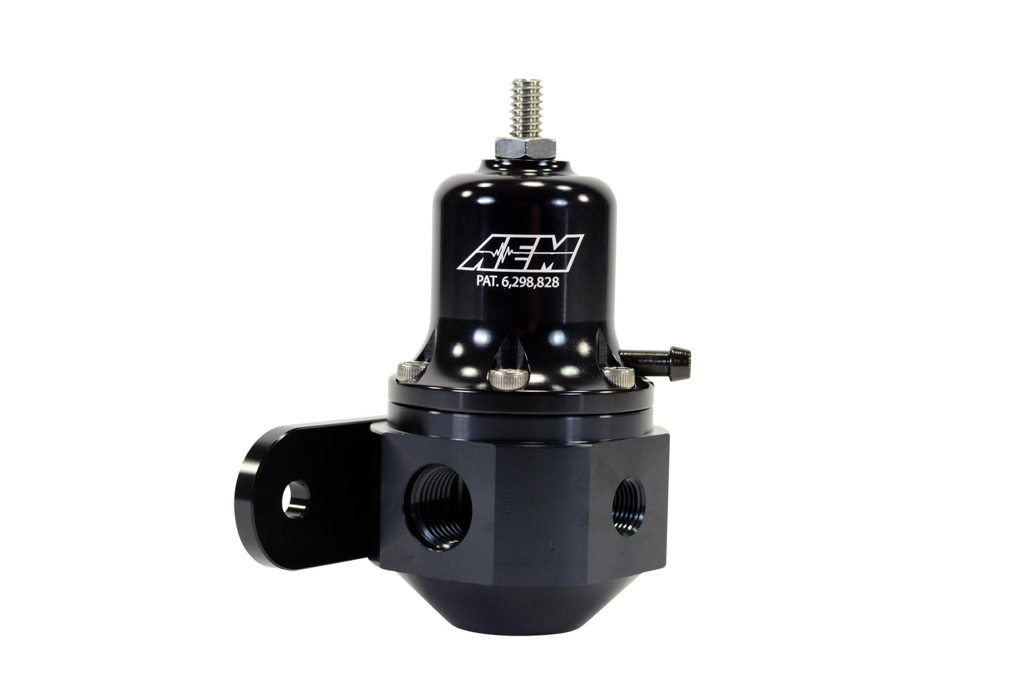 Hi-Cap Universal Adjustable Fuel Pressure Regulator Inlet 2 x -6AN (9/16-18) Outlet -6AN Gauge Port 1/8 Inch NPT Black AEM Electronics-5
