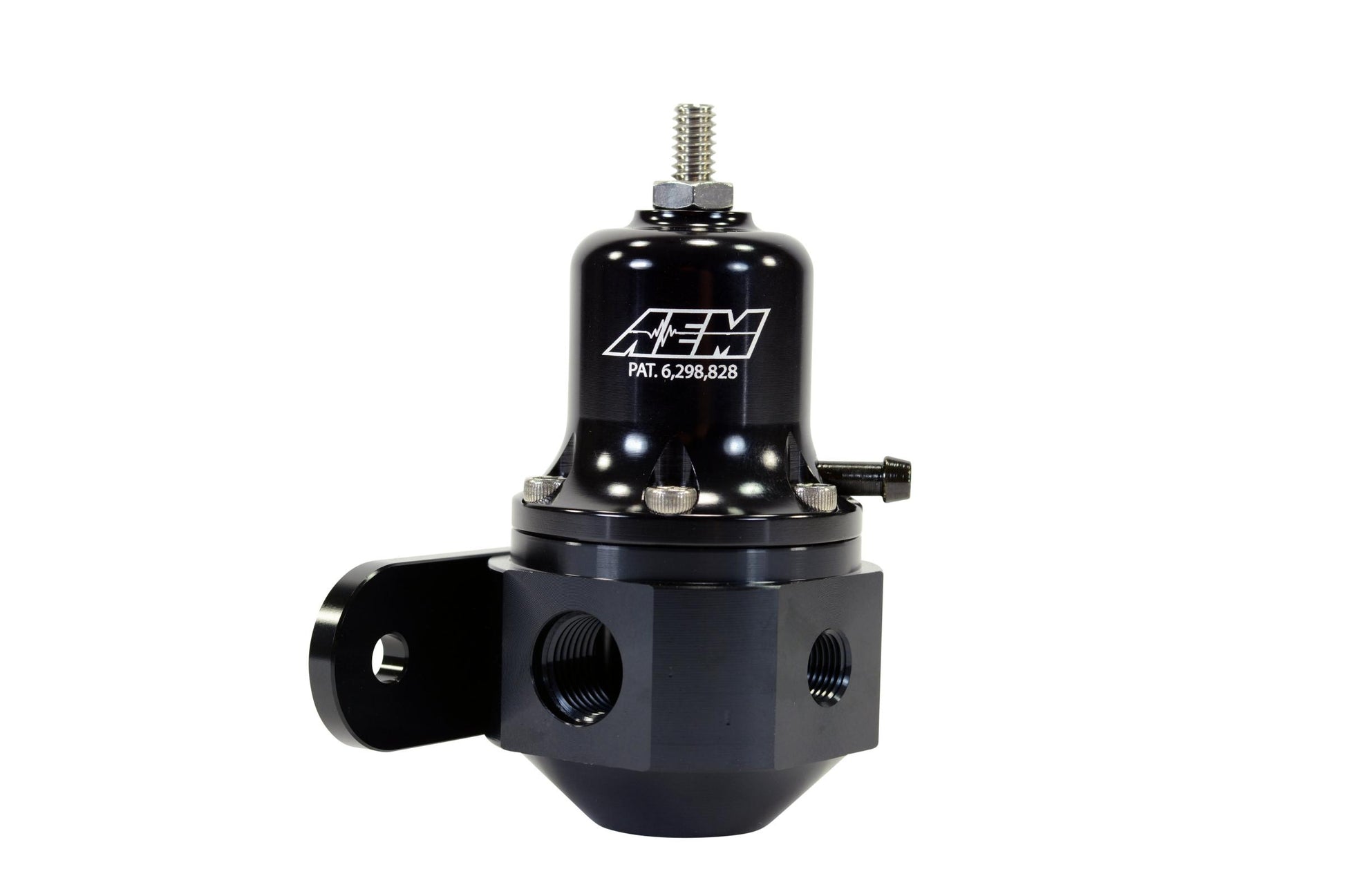 Hi-Cap Universal Adjustable Fuel Pressure Regulator Inlet 2 x -6AN (9/16-18) Outlet -6AN Gauge Port 1/8 Inch NPT Black AEM Electronics-5