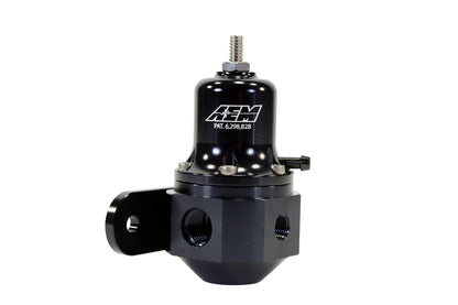 Hi-Cap Universal Adjustable Fuel Pressure Regulator Inlet 2 x -6AN (9/16-18) Outlet -6AN Gauge Port 1/8 Inch NPT Black AEM Electronics-5