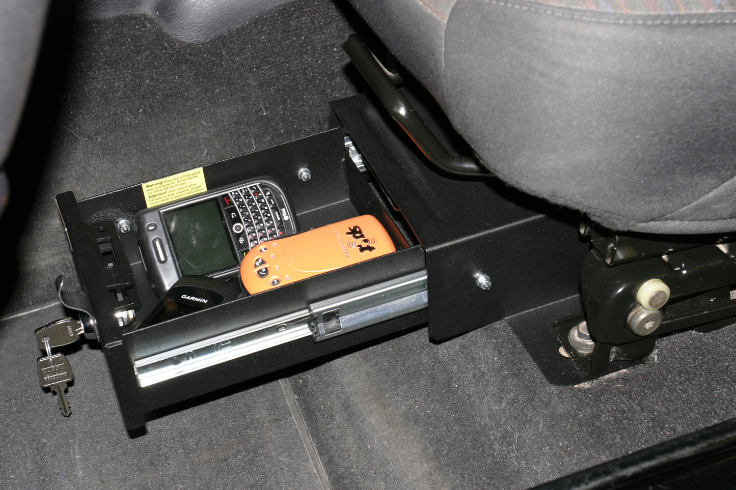 Front Driver Side Underseat Drawer - 03-06 Wrangjer TJ w/ Flip Seat Black Products Tuffy Security-1