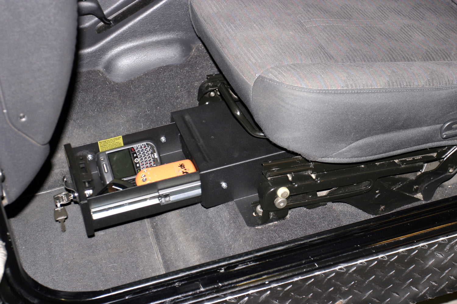 Front Driver Side Underseat Drawer - 03-06 Wrangjer TJ w/ Flip Seat Black Products Tuffy Security-3