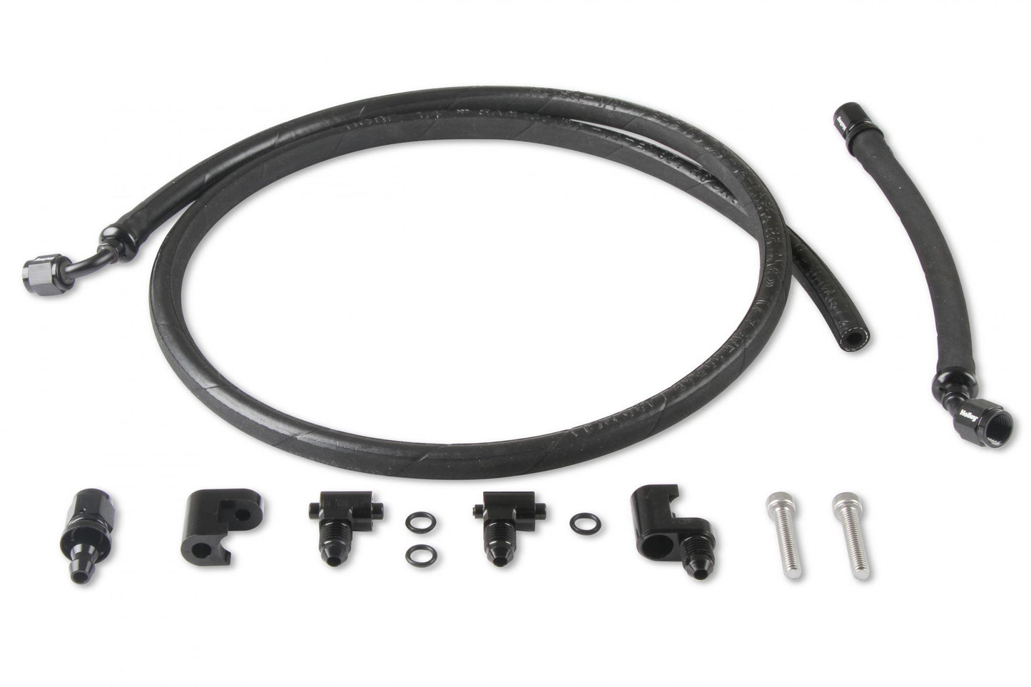 LS Steam Tube Kit W/Black Push-On Hose, Black Aluminum Hose Ends & Adjustable Steam Vent Adapters for the Front Outlets on the Engine Holley