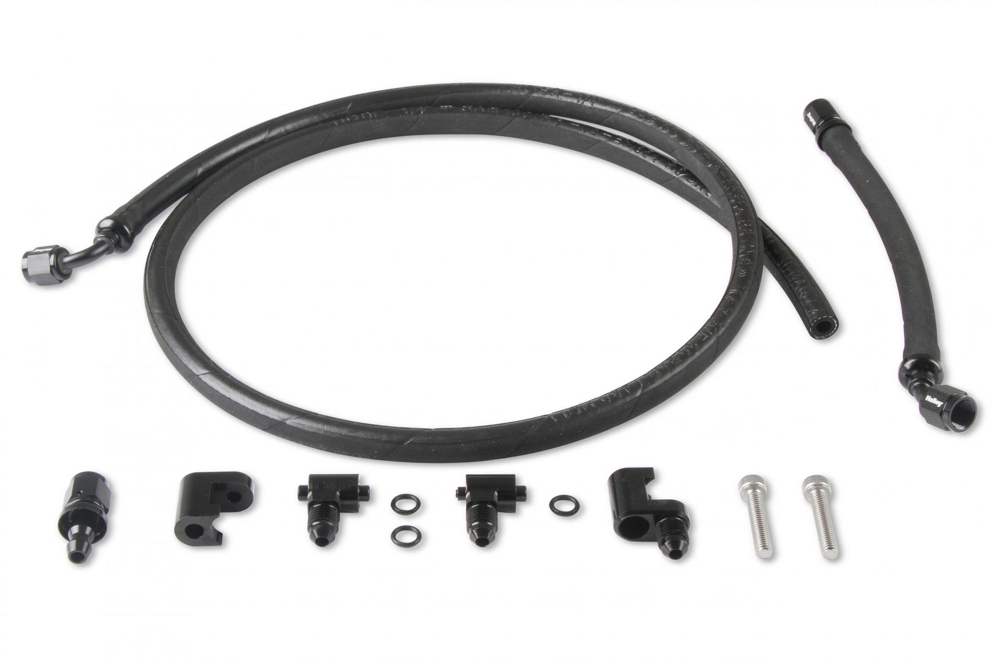 LS Steam Tube Kit W/Black Push-On Hose, Black Aluminum Hose Ends & Adjustable Steam Vent Adapters for the Front Outlets on the Engine Holley