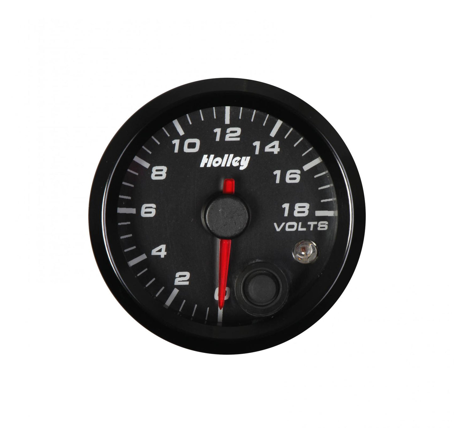 Analog Style Voltage Gauge Black 2-1/16 Voltage 8-18 Volts-Logo Holley