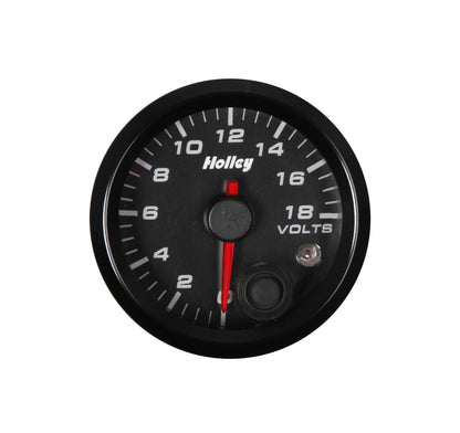 Analog Style Voltage Gauge Black 2-1/16 Voltage 8-18 Volts-Logo Holley