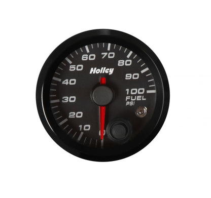 Analog Style Fuel Pressure Gauge Black 2-1/16 Fuel Pressure 0-100psi-logo Holley