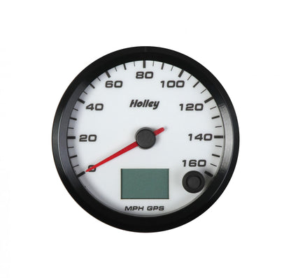 Analog Style Speedometer White Face, 3-3/8 160 MPH GPS Speedometer (with Odometer) Holley
