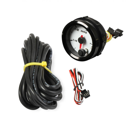 Analog Style Fuel Level Gauge White Face 2-1/16 Fuel Level Gauge-Logo Holley-1