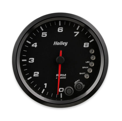 Analog-Style Tachometer Black 4-1/2 Tachometer 0-8K Standalone W/ Internal Shiftlight-Logo Holley