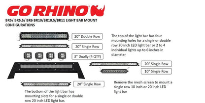 BR6 Light Mount Bar Textured Black 2014-2015 Silverado 1500 2014-2021 Toyota Tundra 2015-2017 Ford F-150 Go Rhino-2