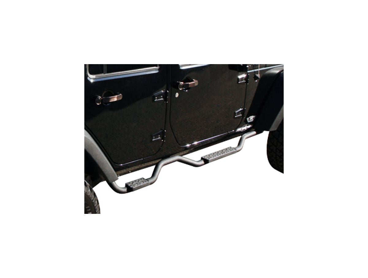 Slimline 2 Inch Drop Step Side Bars for 2007-2018 Jeep Wrangler JK, 2-Door, Textured Black Rampage