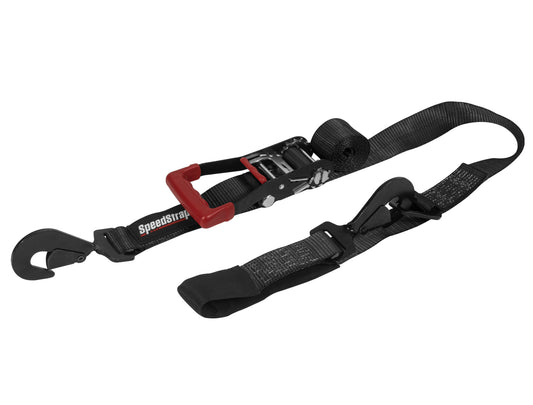 2 Inch x 10' Ratchet Tie Down w/ Twisted Snap Hooks and Axle Strap Combo Black SpeedStrap