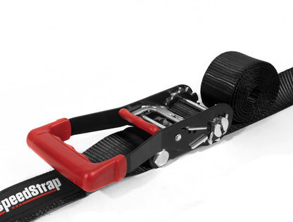 2 Inch x 10' Ratchet Tie Down w/ Twisted Snap Hooks and Axle Strap Combo Black SpeedStrap-2