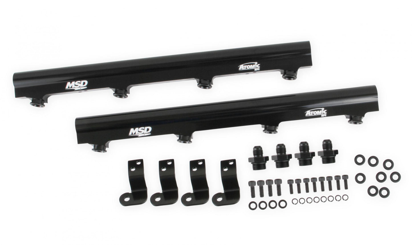 Atomic EFI Billet Fuel Rails Billet Aluminum Fuel Rails For Use On LS1/2/6 Atomic Airforce Intake Manifolds. Fits Manifold Part Numbers 2702, 27023 And 27024 MSD Ignition