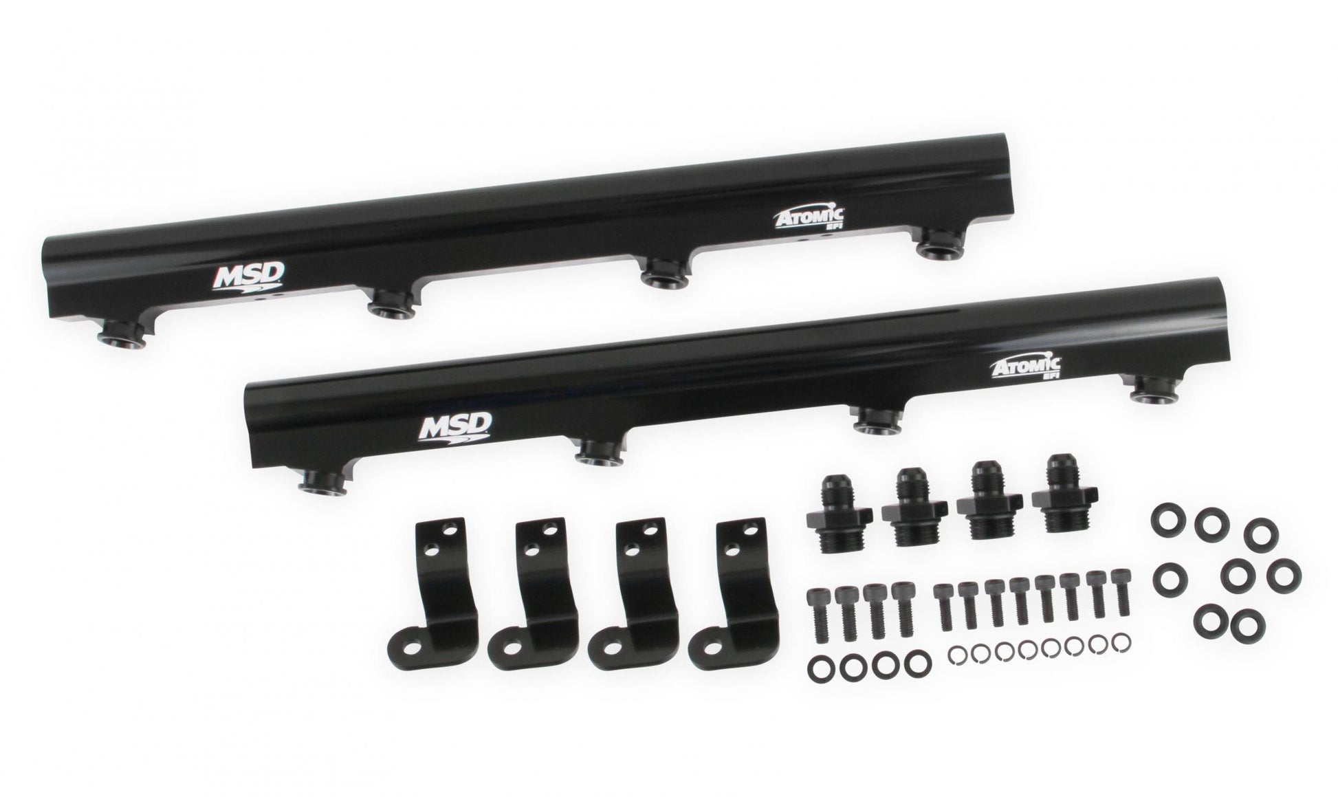 Atomic EFI Billet Fuel Rails Billet Aluminum Fuel Rails For Use On LS1/2/6 Atomic Airforce Intake Manifolds. Fits Manifold Part Numbers 2702, 27023 And 27024 MSD Ignition