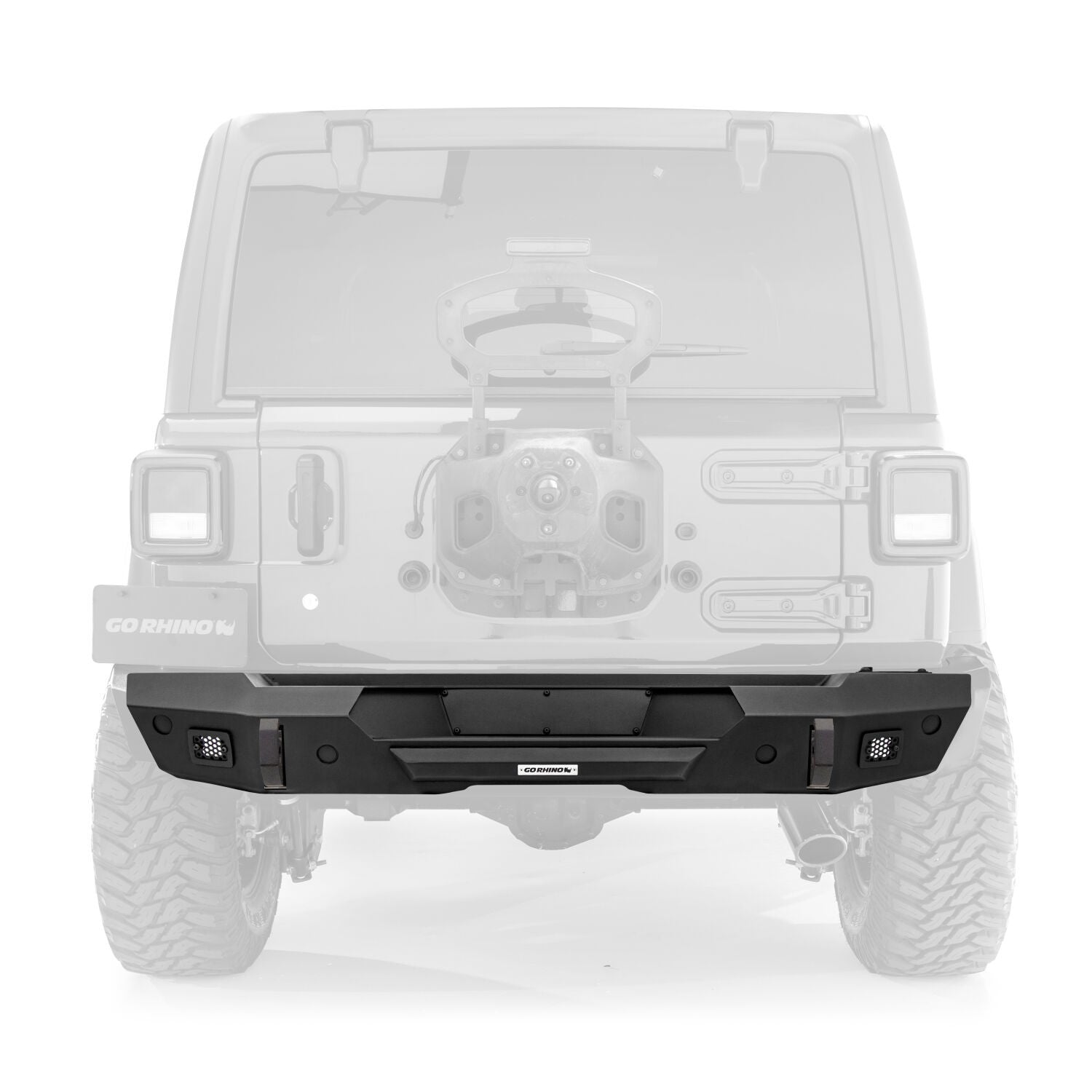 Trailline Rear Stubby Bumper Textured Black 2018-2026 Jeep Wrangler Go Rhino
