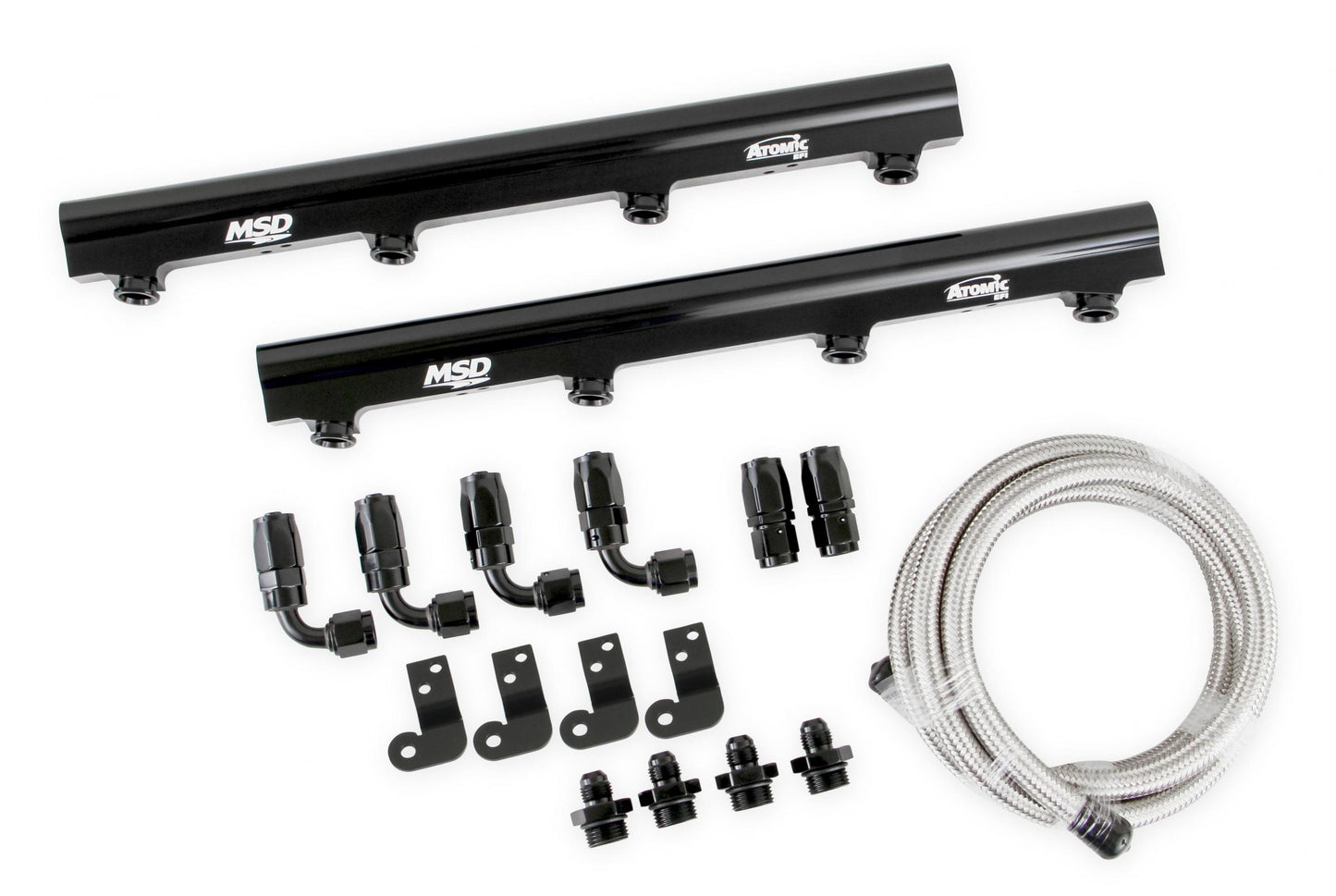 Atomic EFI Billet Fuel Rails Billet Aluminum Fuel Rail Kit For Use On LS1/2/6 Atomic Airforce Intake Manifolds. Fits Manifold Part Numbers 2702, 27023 And 27024 MSD Ignition-1
