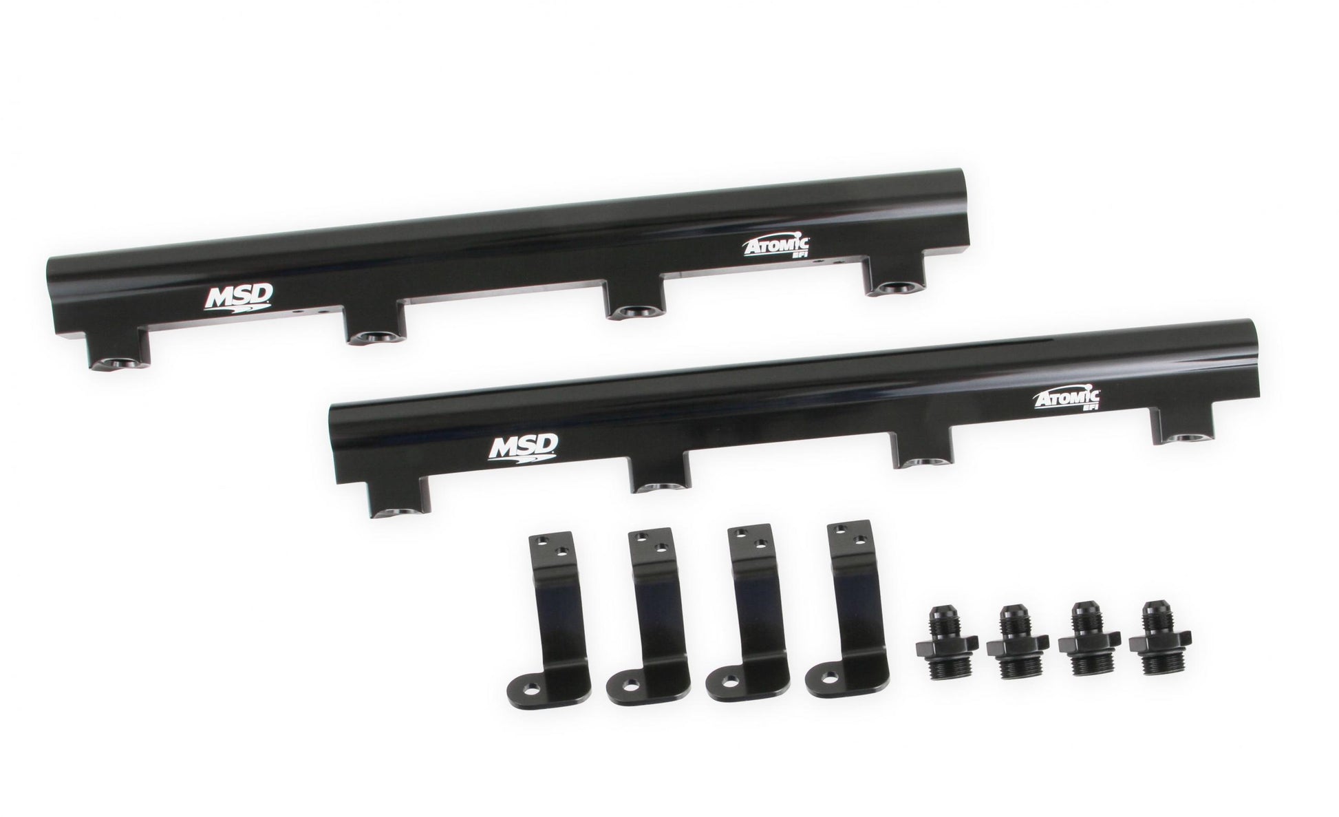 Atomic EFI Billet Fuel Rails LS7 Atomic Airforce Intake Manifolds Fits Manifold Part Numbers 2701 / 27013 / 27014 Includes (4) -6 To 3/4-16 O-Ring Adapters MSD Ignition