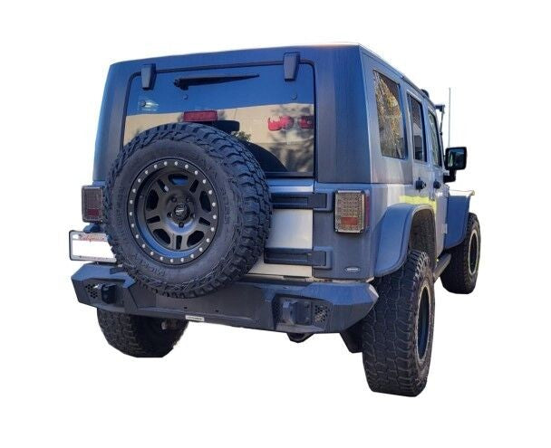 Trailline Rear Full Width Bumper Textured Black For 2007-2018 Jeep Wrangler JK Go Rhino-3
