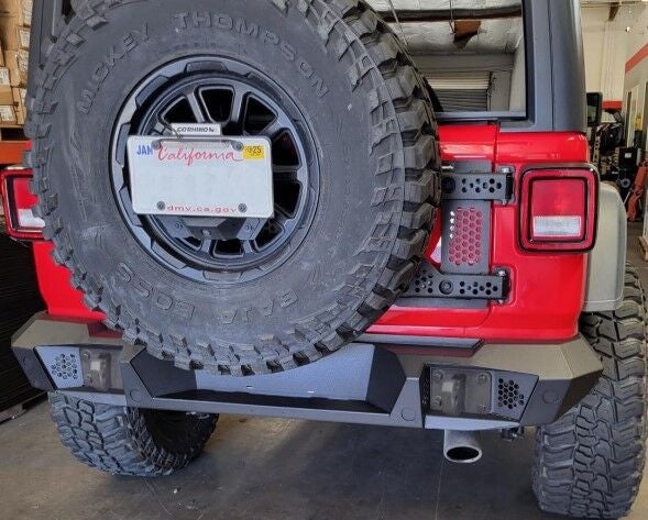 Trailline Rear Full Width Bumper Textured Black 2018-2026 Jeep Wrangler Go Rhino-4