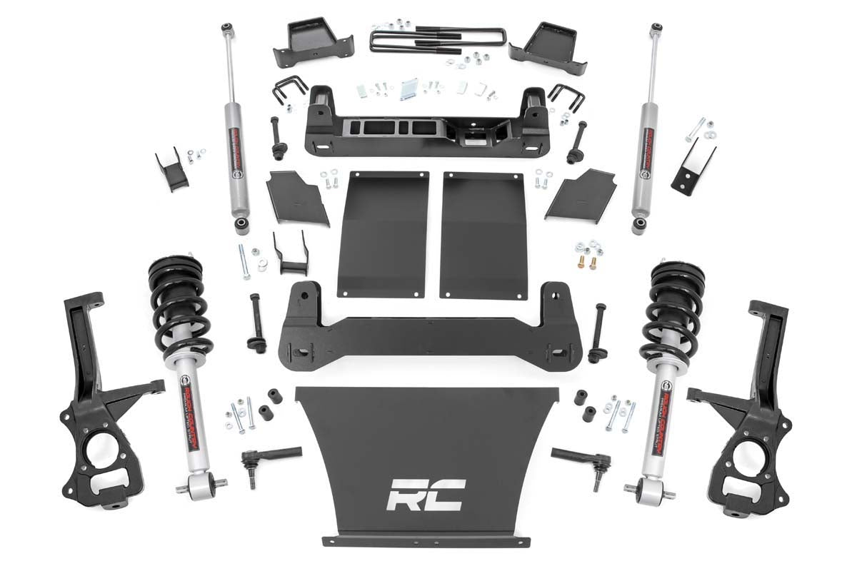 Rough Country 4 Inch Suspension Lift Kit Lifted Struts 19-20 Silverado/Sierra 1500 Trailboss/AT4 4WD Rough Country