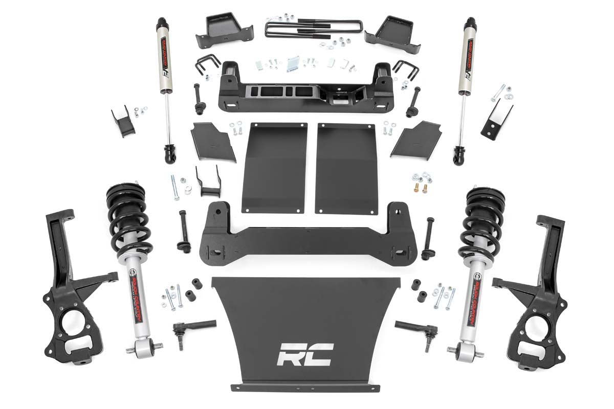 Rough Country 4 Inch Suspension Lift Kit Lifted Struts & V2 Shocks 19-20 19-20 Silverado/Sierra 1500 Trailboss/AT4 4WD Rough Country