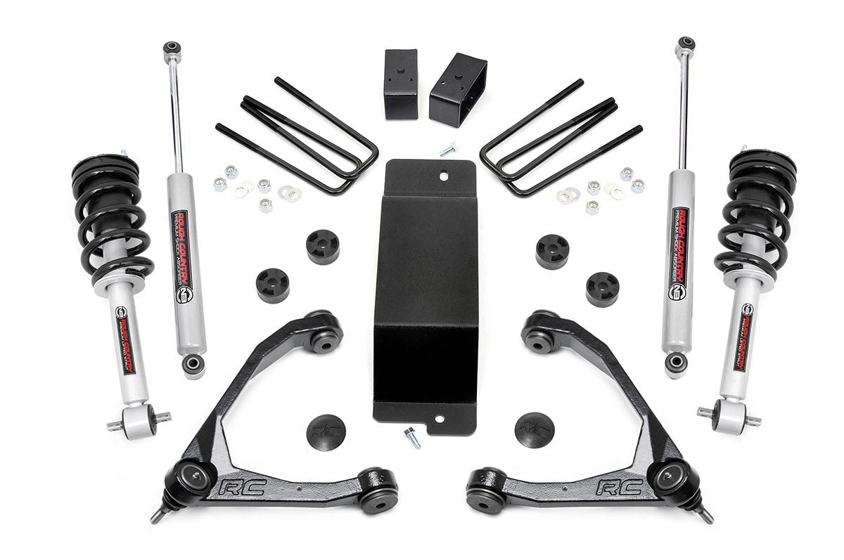 3.5 Inch Suspension Lift Kit w/Upper Control Arms N3 Struts & Shocks 07-13 Silverado/Sierra 1500 Rough Country-1