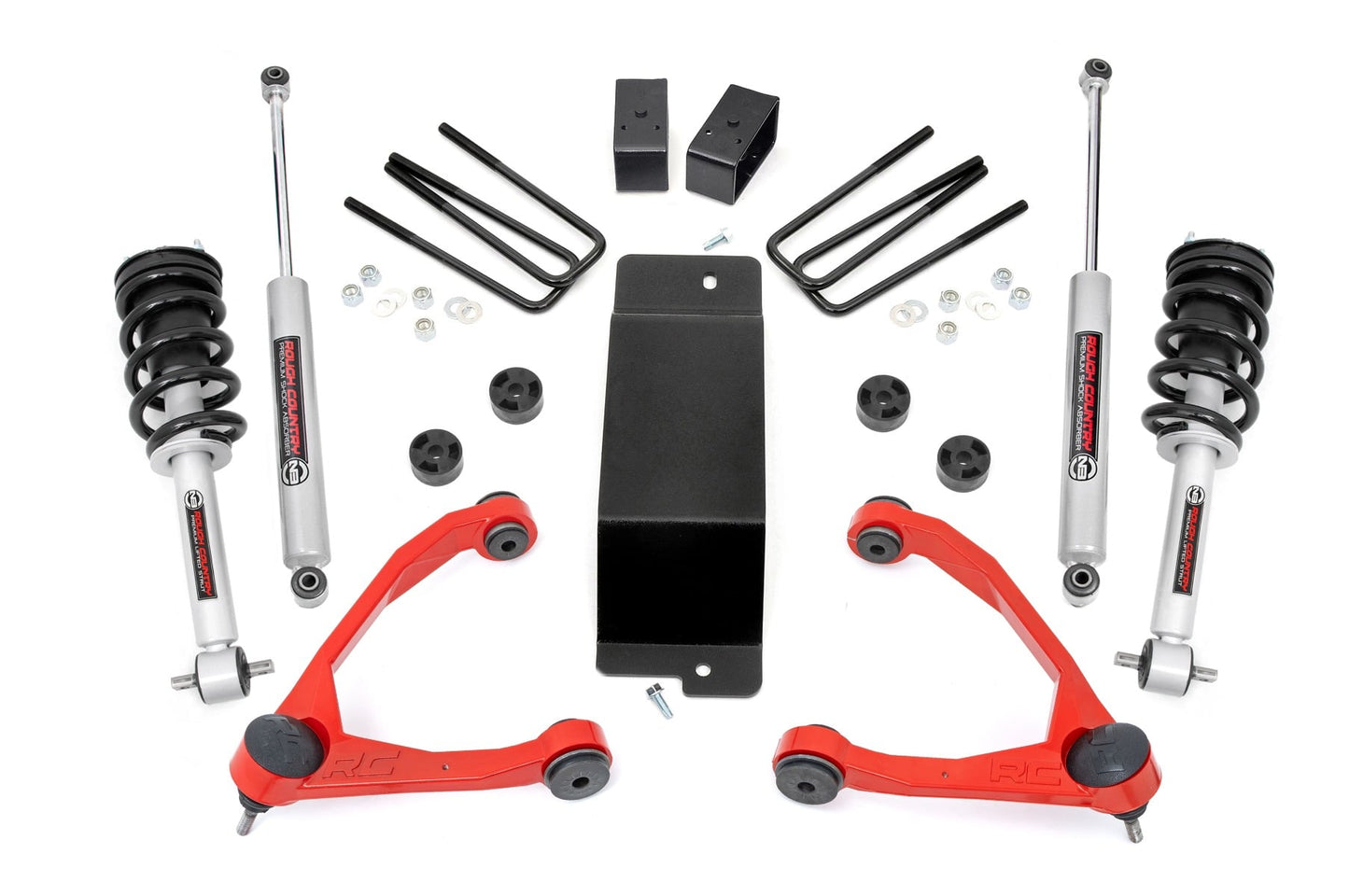 3.5 Inch Lift Kit UCA N3 Struts Red Silverado/Sierra 1500 (07-13) Rough Country