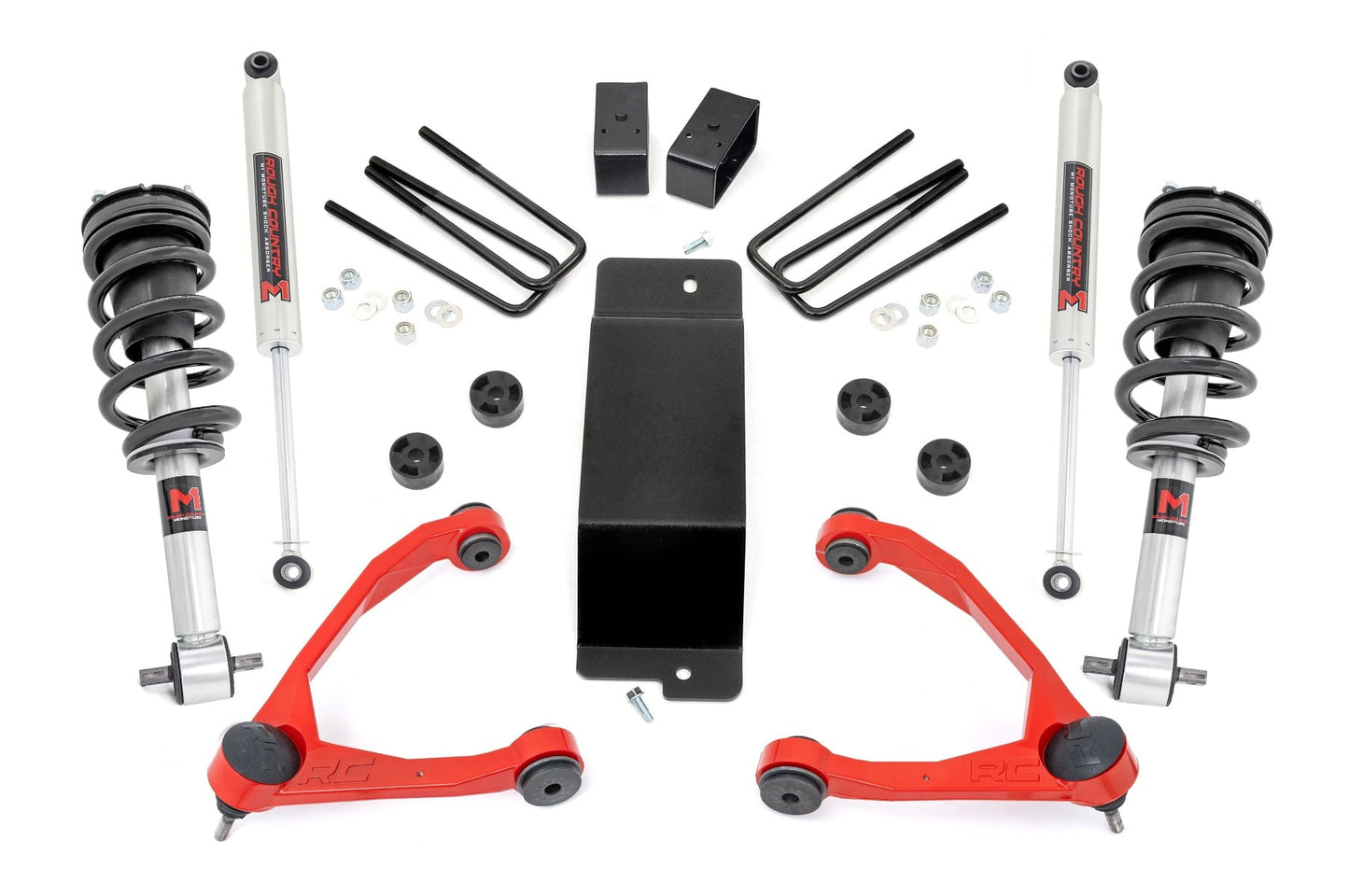 3.5 Inch Lift Kit UCA M1 Struts Red Silverado/Sierra 1500 (07-13) Rough Country