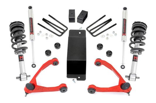 3.5 Inch Lift Kit UCA M1 Struts Red Silverado/Sierra 1500 (07-13) Rough Country