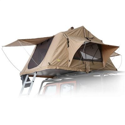 Overlander Roof Top Tent Open size 95 Inch W x 56 Inch L x 51 Inch H Load capacity is 661 lbs Sleeps 2-3 Smittybilt