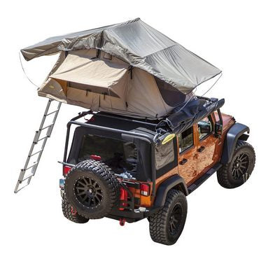 Overlander Roof Top Tent Open size 95 Inch W x 56 Inch L x 51 Inch H Load capacity is 661 lbs Sleeps 2-3 Smittybilt-2