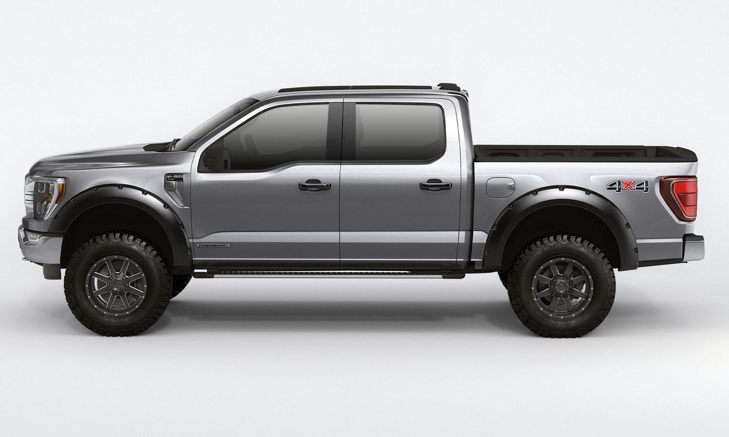 Black Forge Pocket/Rivet Textured Finish 4-Pc Fender Flare Set For 15-17 Ford F150 Bushwacker-3