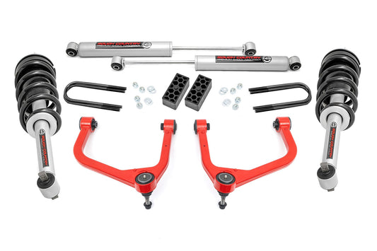 3.5 Inch Lift Kit N3 Struts Rear Mono Leaf Red Chevy Silverado 1500 (22-24) Rough Country