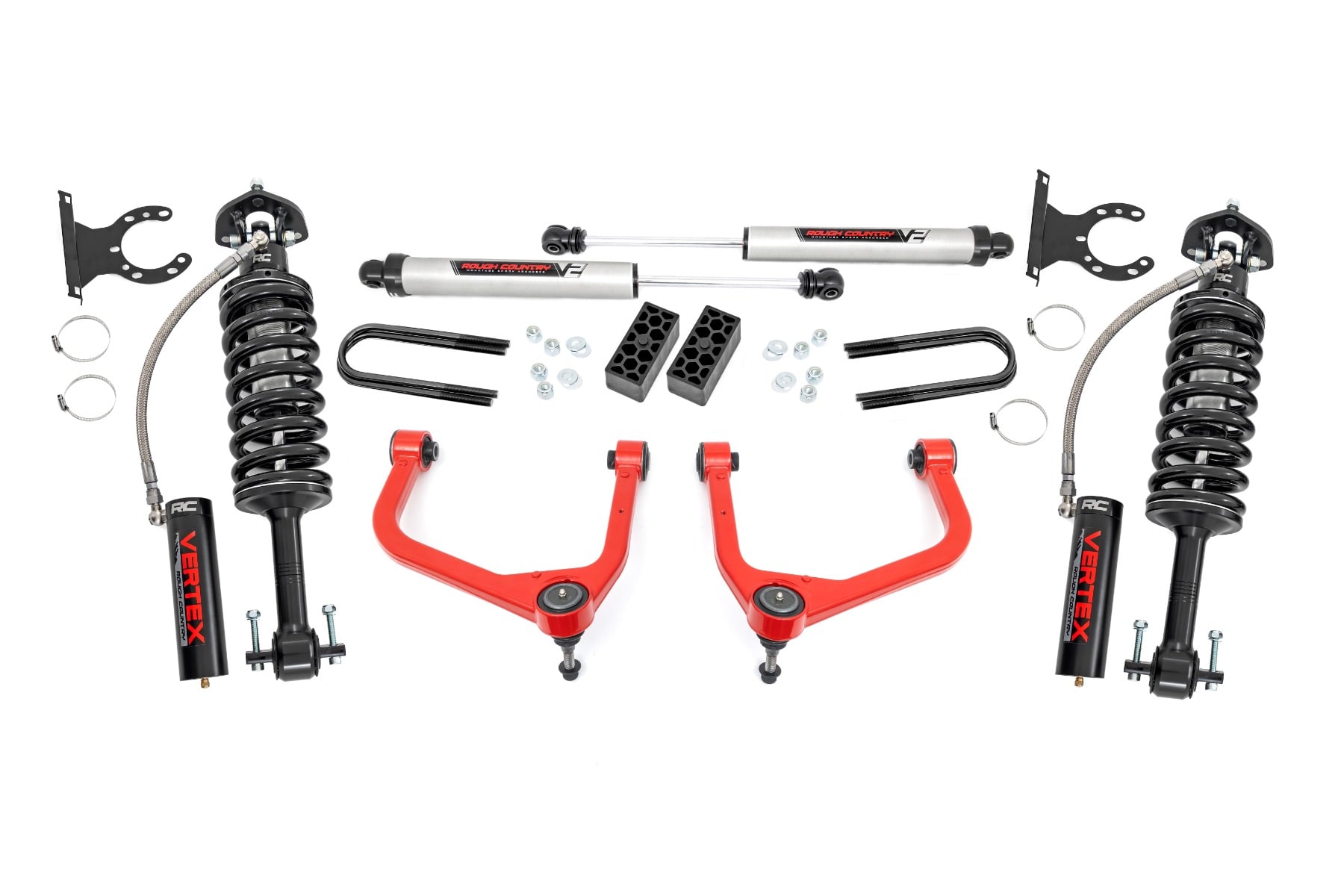 3.5 Inch Lift Kit Vertex/V2 Rear Mono Leaf Red Chevy Silverado 1500 (25-26) Rough Country