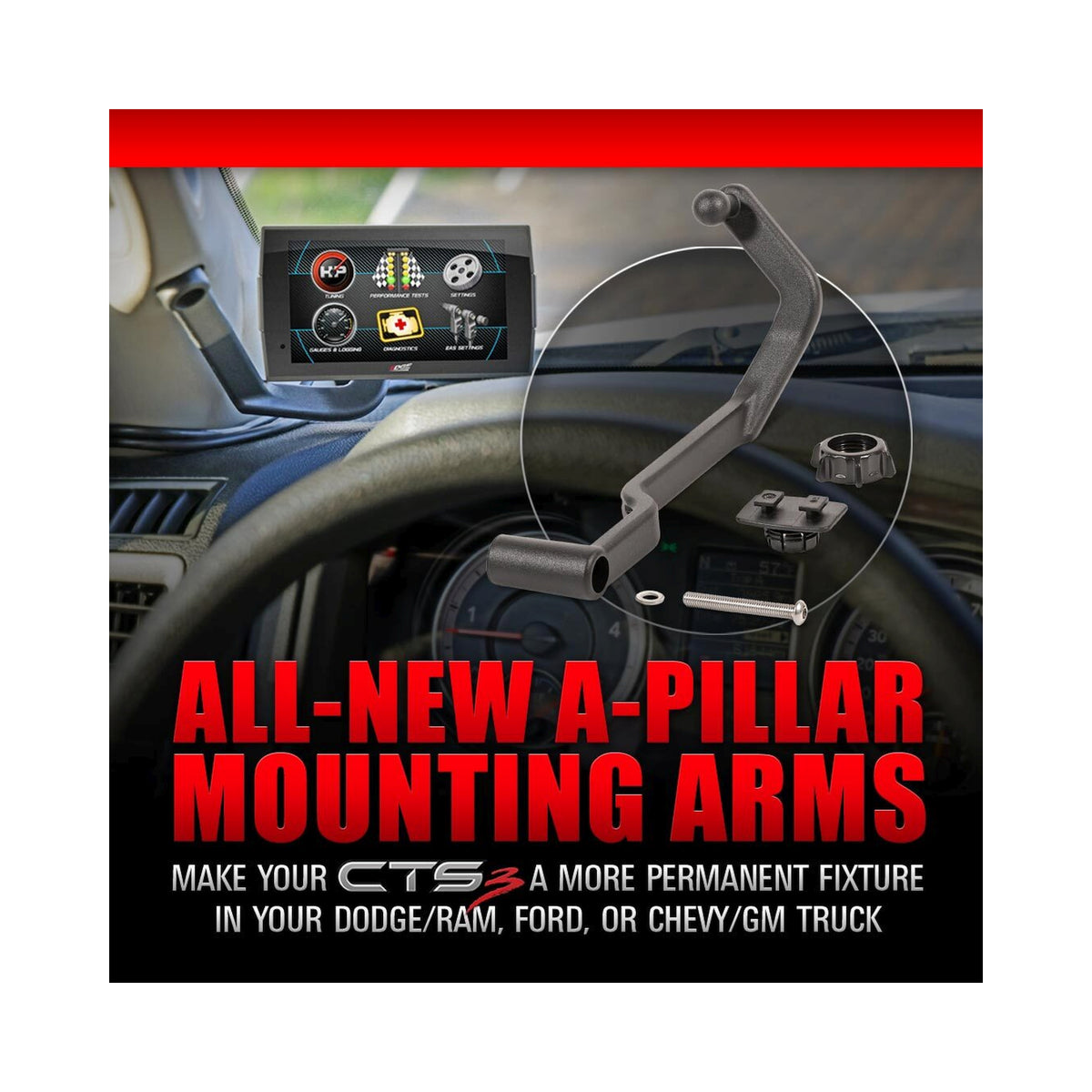 A-Pillar Display Mount 2020-2023 Silverado/Sierra 2500/3500 Edge Products-3