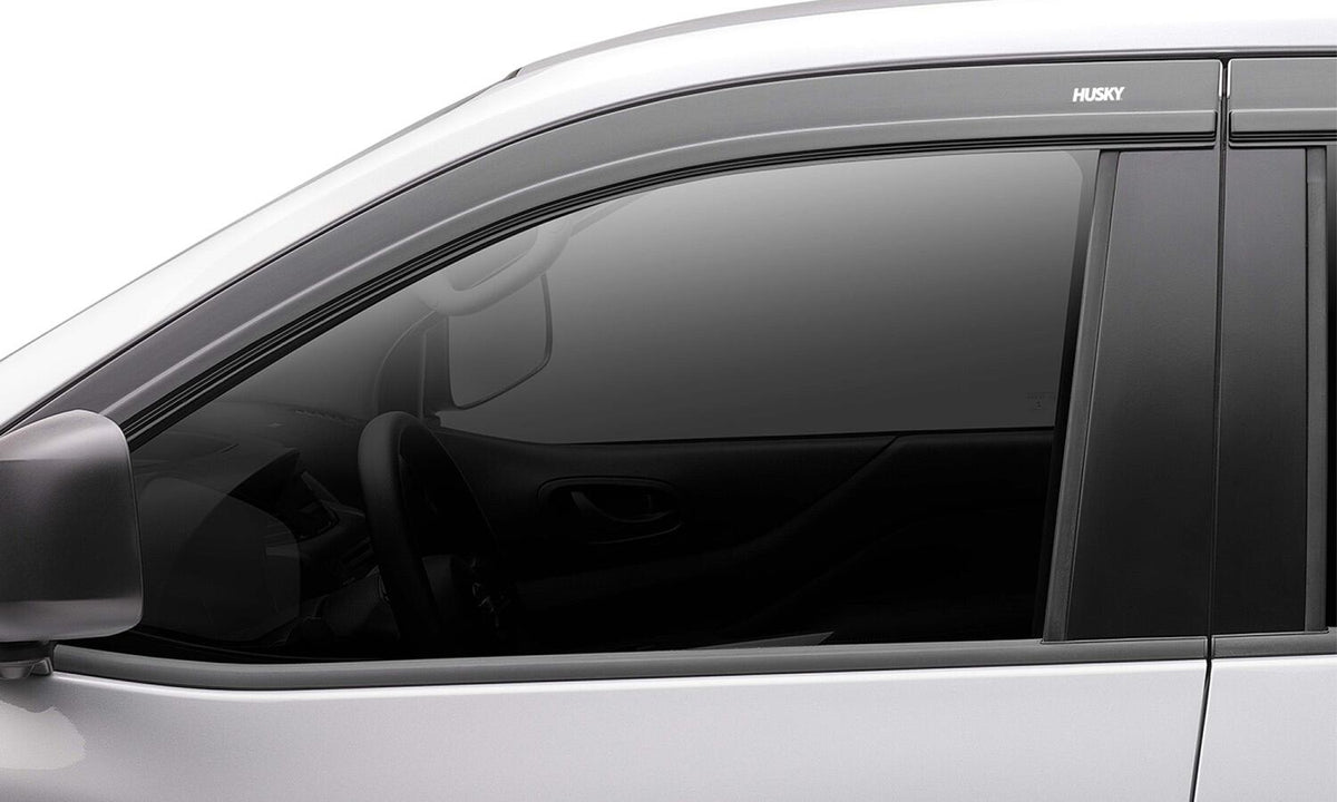 Low Profile Ventvisor Deflector Smoke with Chrome Trim Outside Mount 4 Piece For 2017-2023 Jeep Compass Husky Liners