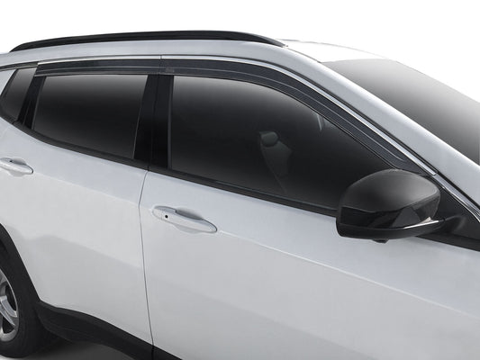 Low Profile Ventvisor Deflector Smoke with Chrome Trim Outside Mount 4 Piece For 2014-2023 Jeep Cherokee Husky Liners