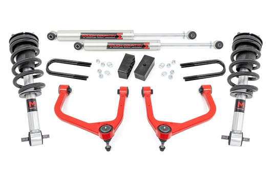 3.5 Inch Lift Kit Mono Leaf Rear M1 Struts/M1 Red GMC Sierra 1500 (25-26) Rough Country