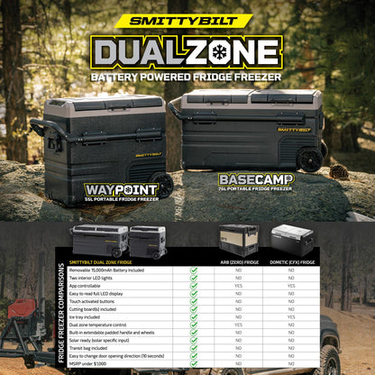 Waypoint 55L Fridge/Freezer Dual Zone Fridge Outside Dimensions 28 inch Long x 22.5 inch tall x 18.1 Inch Wide Smittybilt-12