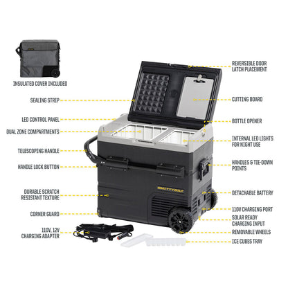 Waypoint 55L Fridge/Freezer Dual Zone Fridge Outside Dimensions 28 inch Long x 22.5 inch tall x 18.1 Inch Wide Smittybilt-8