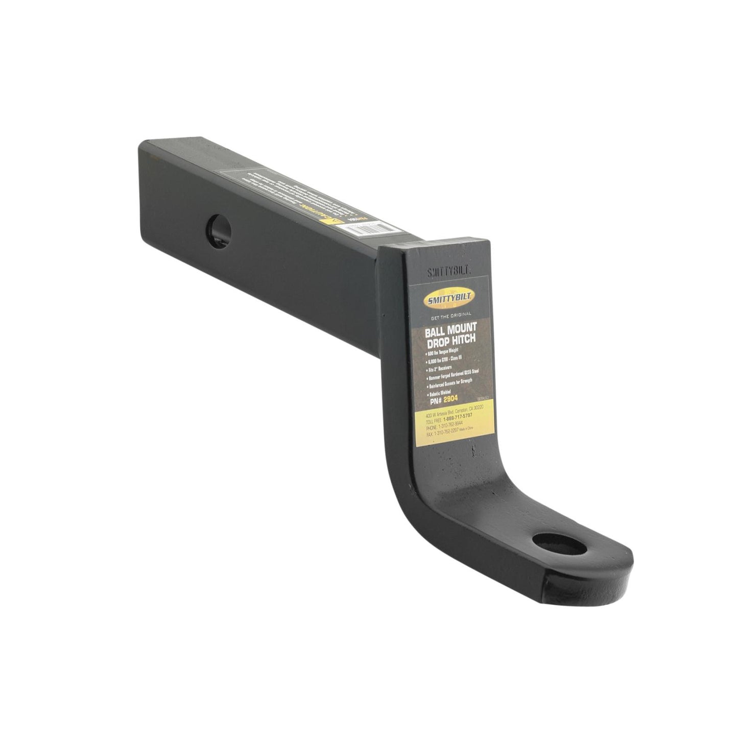 Trailer Hitch 4 Inch Drop Steel Class III Rated Up to 6,000LBS Gtw/ 600LBS Tongue Weight Smittybilt