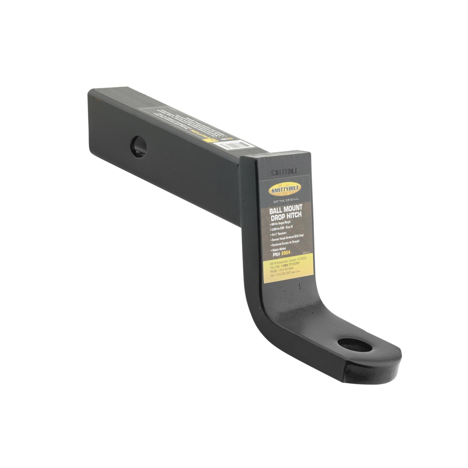 Trailer Hitch 4 Inch Drop Steel Class III Rated Up to 6,000LBS Gtw/ 600LBS Tongue Weight Smittybilt