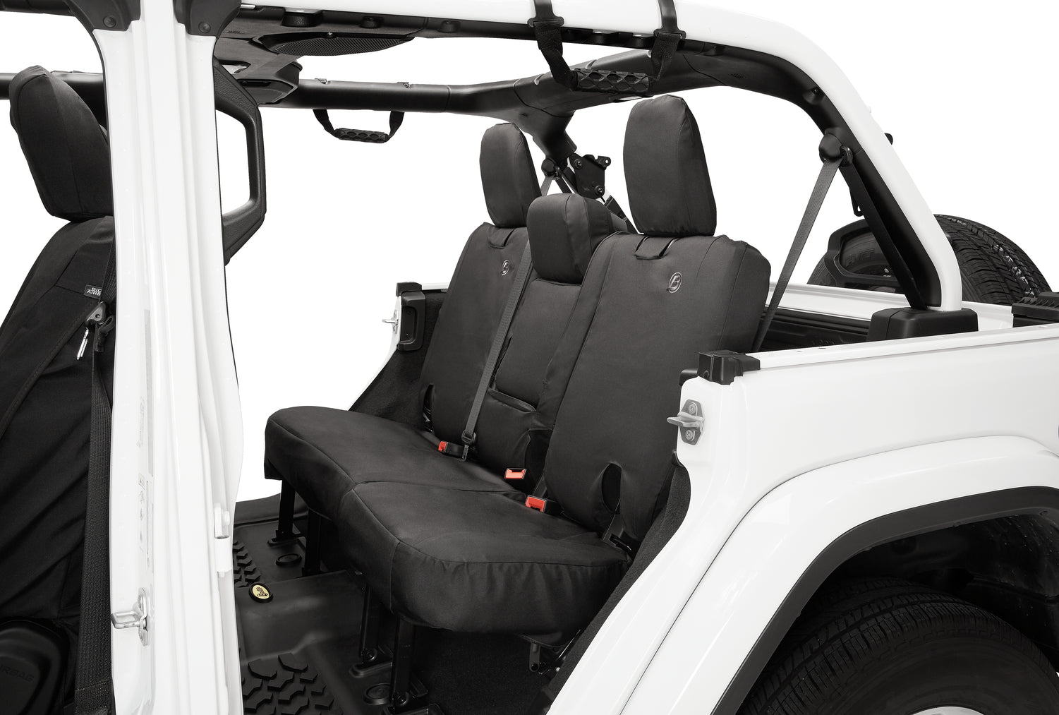 Bestop Jeep Seat Covers For Jeep 2018-2023 Wrangler JL 4 Door Rear With Fold Down Arm Rest Premium Vinyl Fabric Bestop