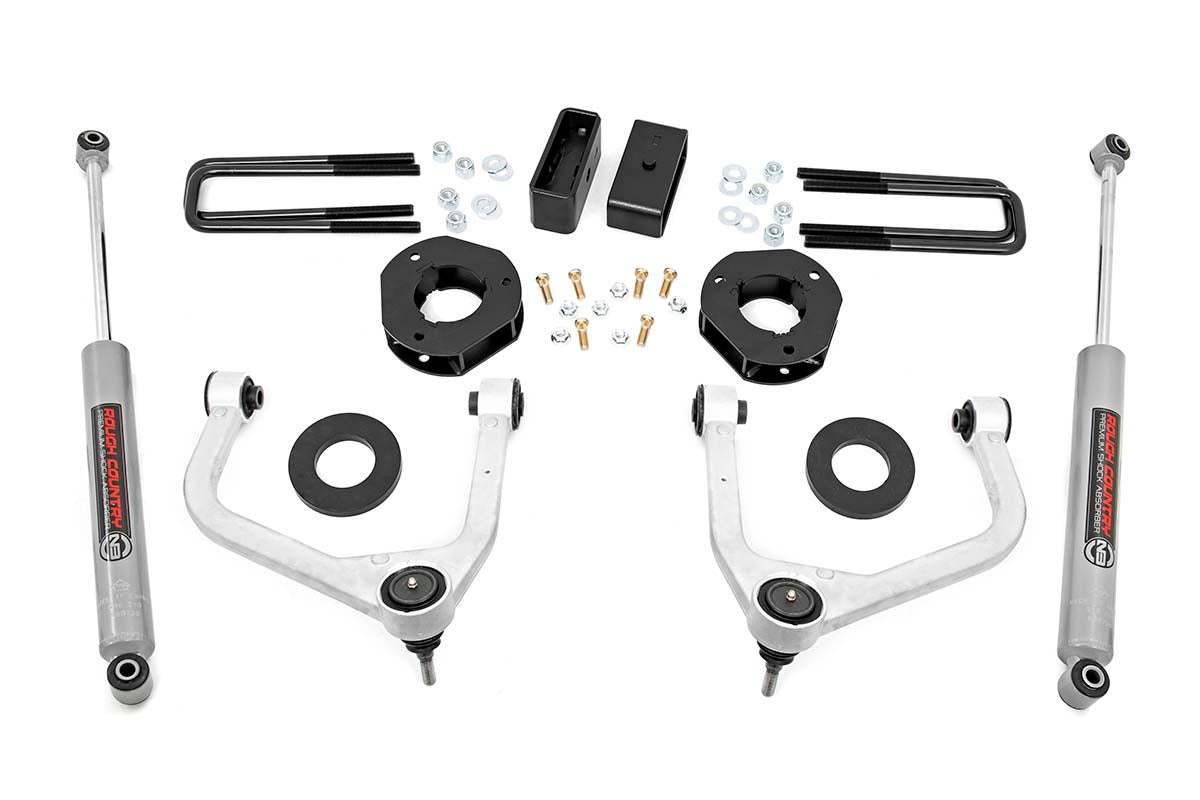 Rough Country 3.5 Inch Suspension Lift Kit w/Forged Upper Control Arms 19-20 Silverado/Sierra 1500 4WD/2WD Rough Country