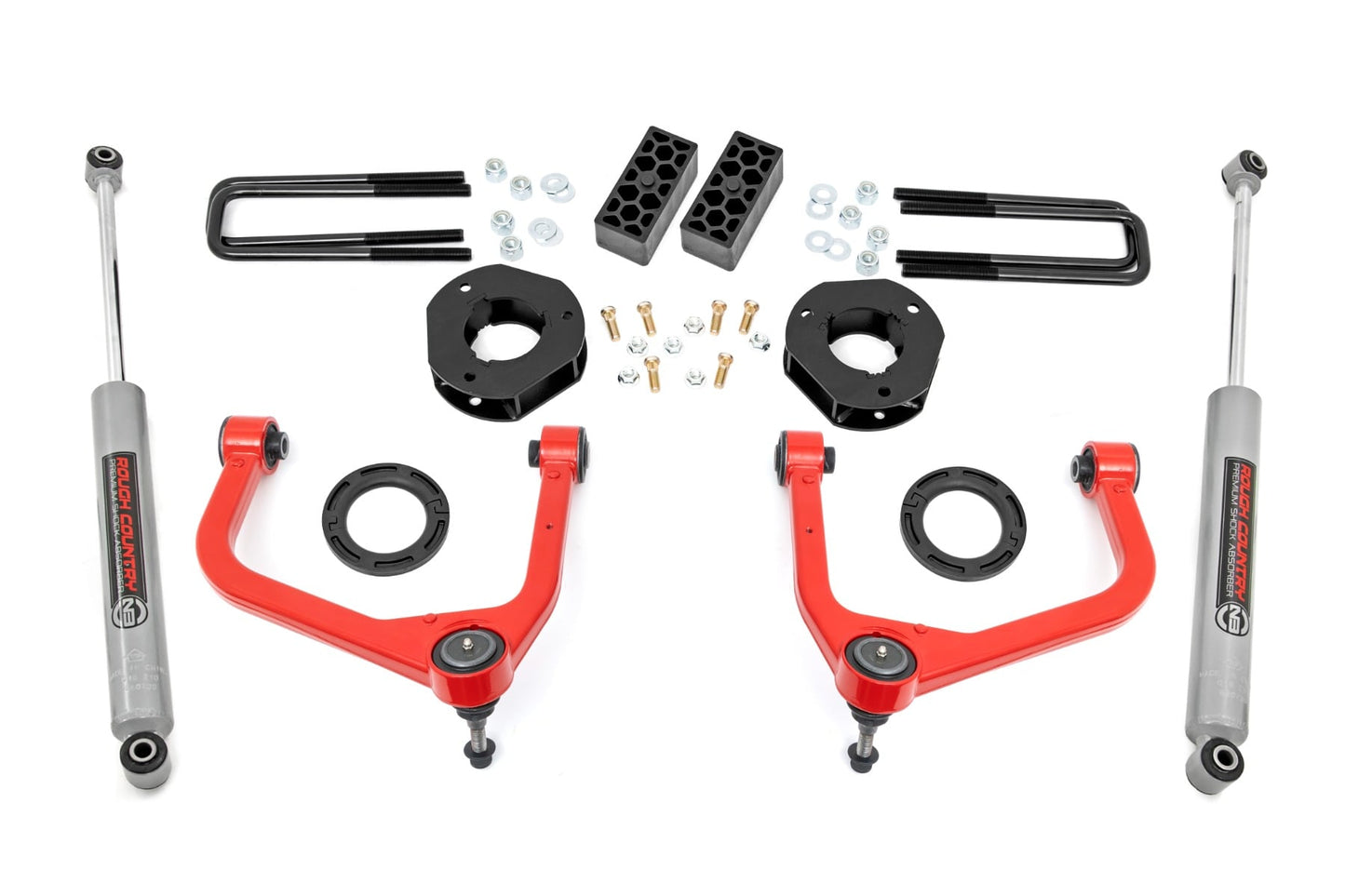 3.5 Inch Lift Kit Red Chevy Silverado 1500 2WD/4WD (2019-2024) Rough Country