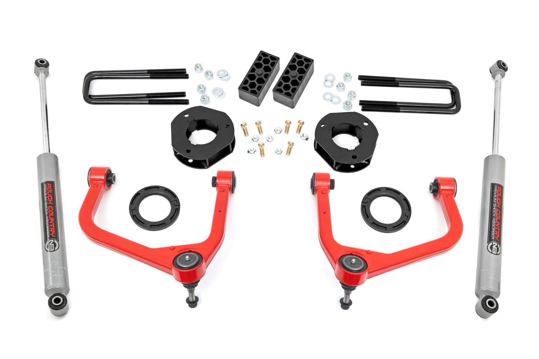 3.5 Inch Lift Kit Red Chevy Silverado 1500 2WD/4WD (2019-2024) Rough Country