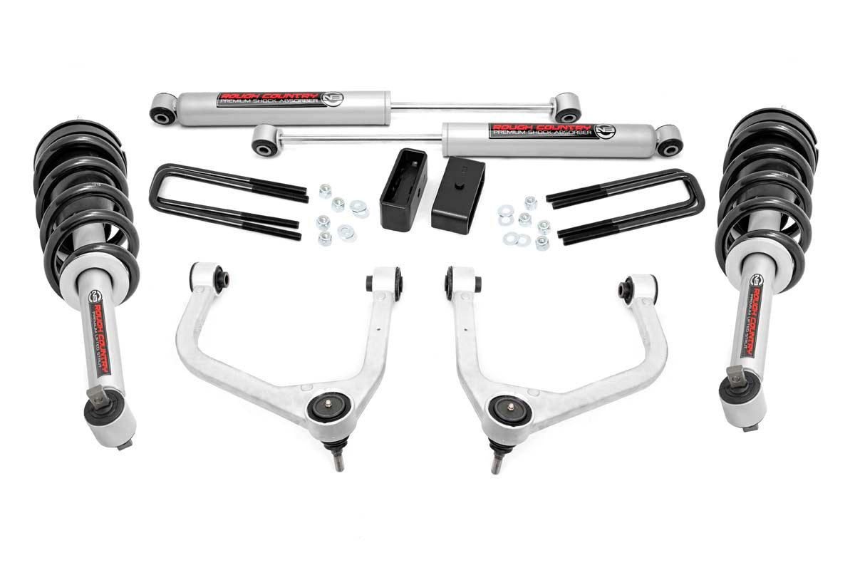 Rough Country 3.5 Inch Suspension Lift Kit w/Forged Upper Control Arms 19-20 Silverado/Sierra 1500 4WD/2WD Rough Country