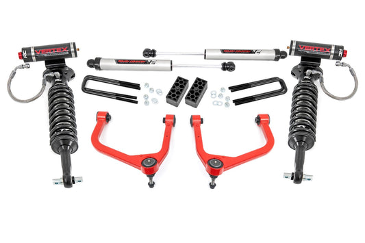 3.5 Inch Lift Kit Vertex/V2 Red Chevy Silverado 1500 2WD/4WD (2019-2024) Rough Country